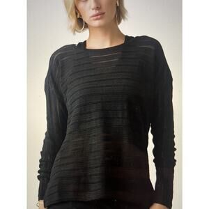 prAna XS Organic Cotton Black Madeline Knit Pullover Relaxed Lightweight Sweater